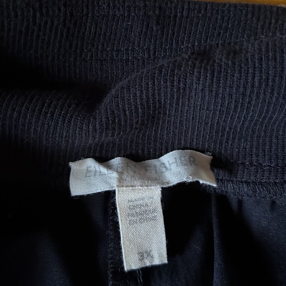 Eileen Fisher Black Cotton Pull on Drawstring Waist Pants - Picture 5 of 6
